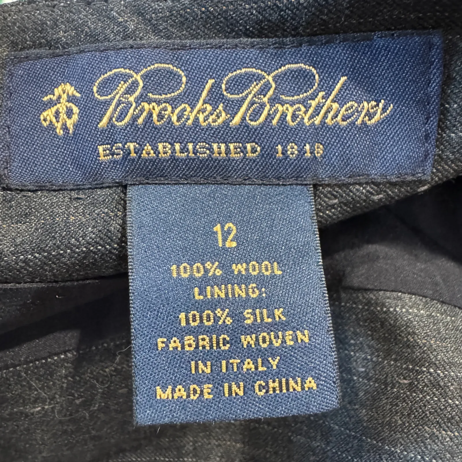 Brooks Brothers Gray Pinstripe Super 110's Canonico Wool Silk Pencil Skirt Sz 12 - Image 3