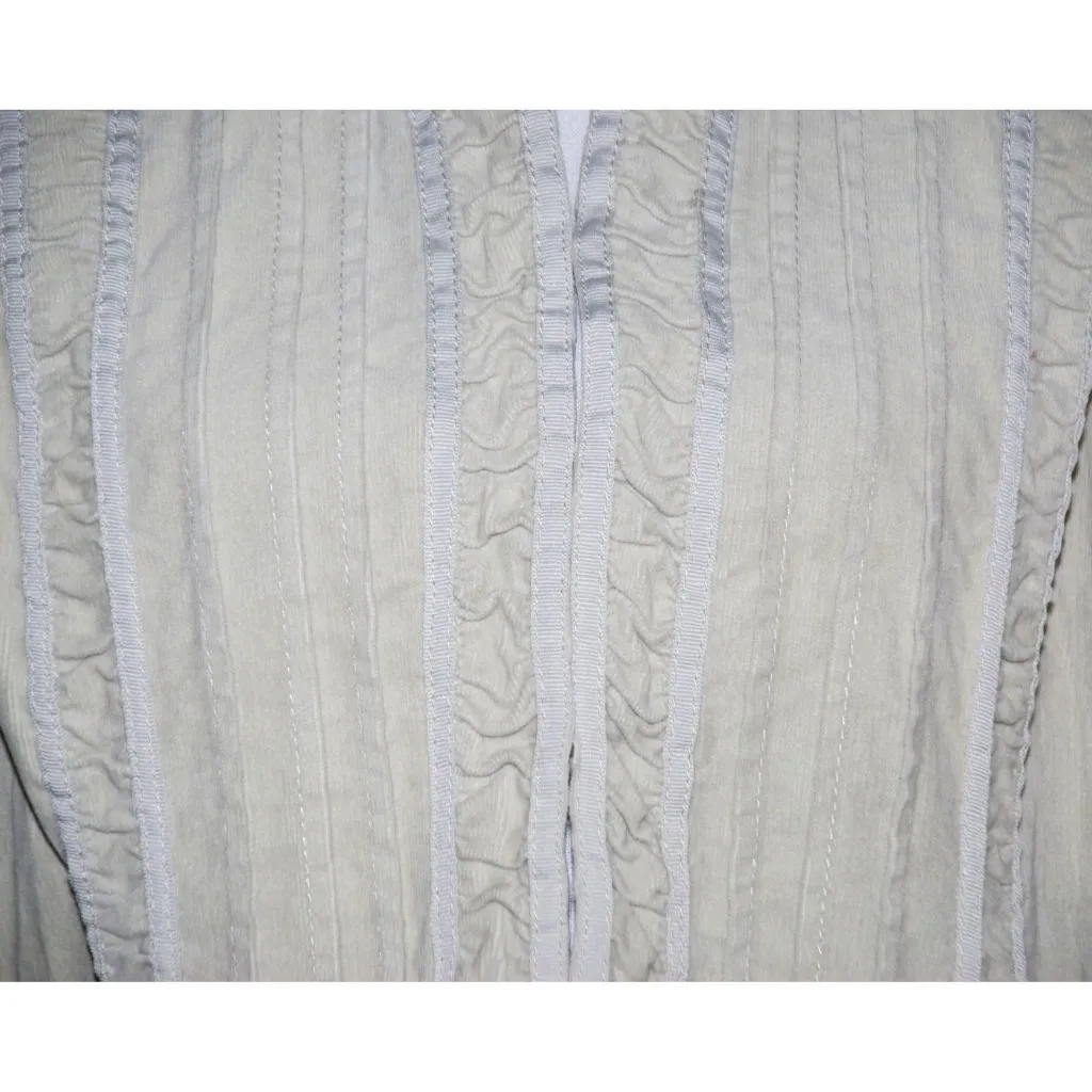 Bamboo Traders Pintuck Open Front Corduroy Jacket Women XL Cream Beige Layering - Image 4