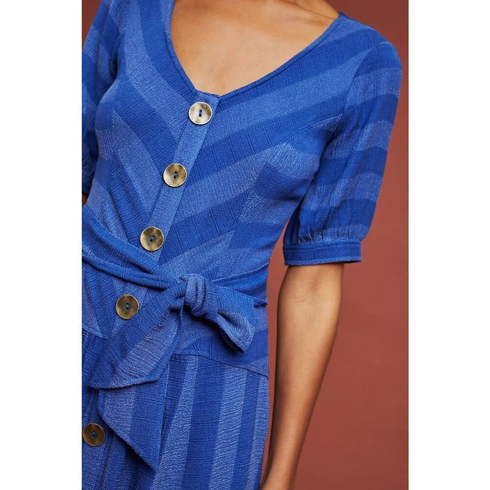Maeve by Anthropologie Blue‎ Tonal Striped Dress Size 10P NWT - Image 5
