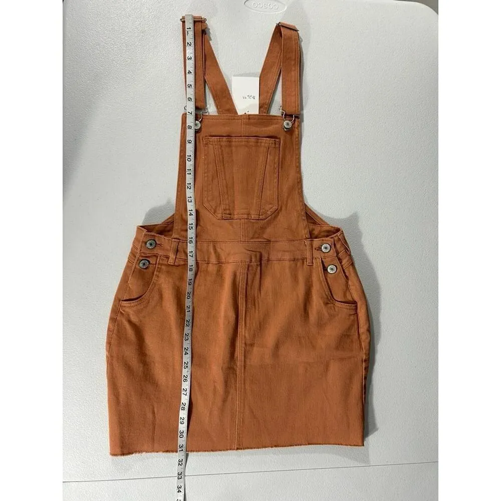 Love Tree Denim Jean Bib Overall Jumper Skirt Womens Juniors Size L Mamey Color - Image 8