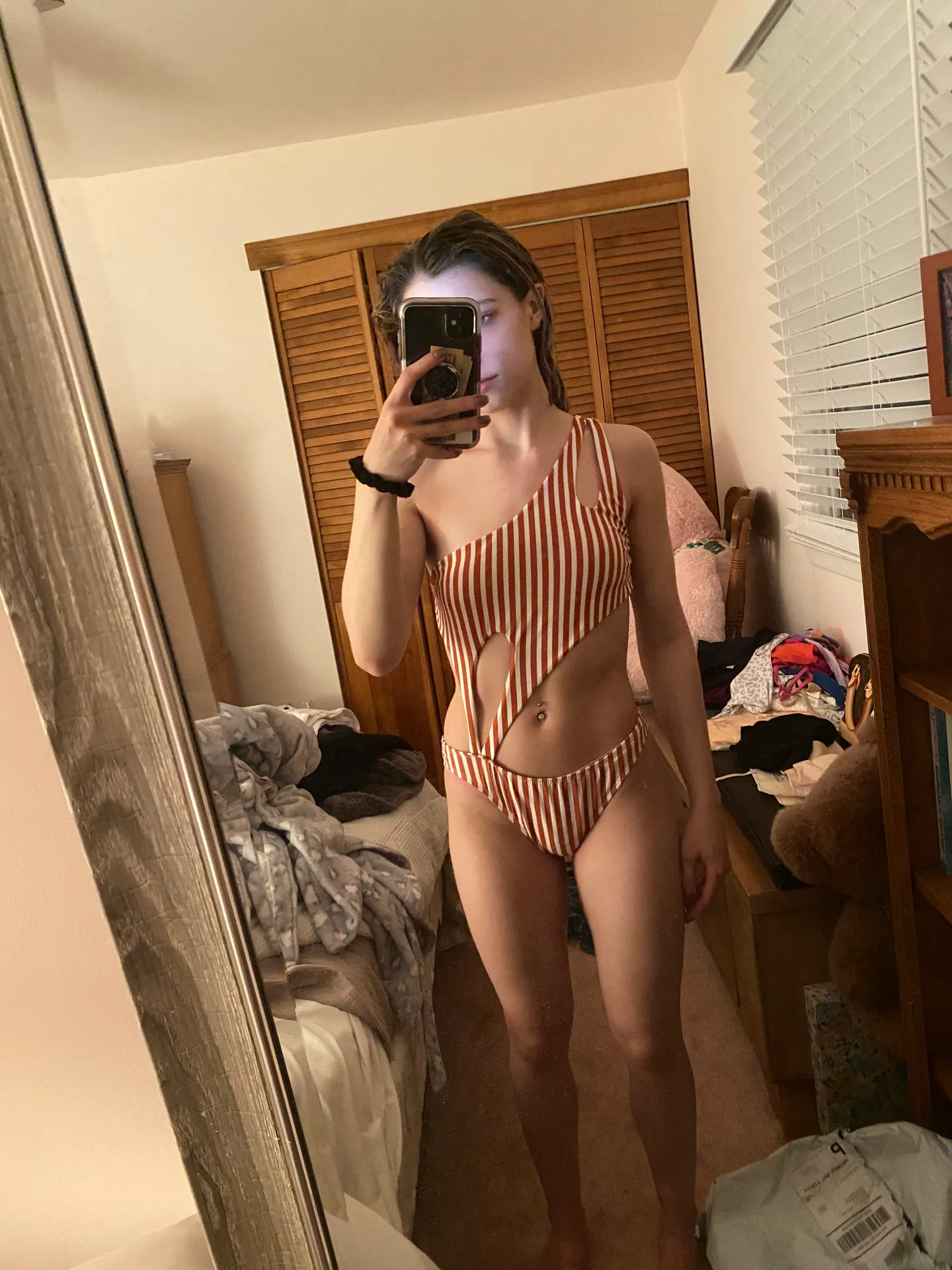 Super Cute One Piece Bathing Suit Orange Size XS - Image 2