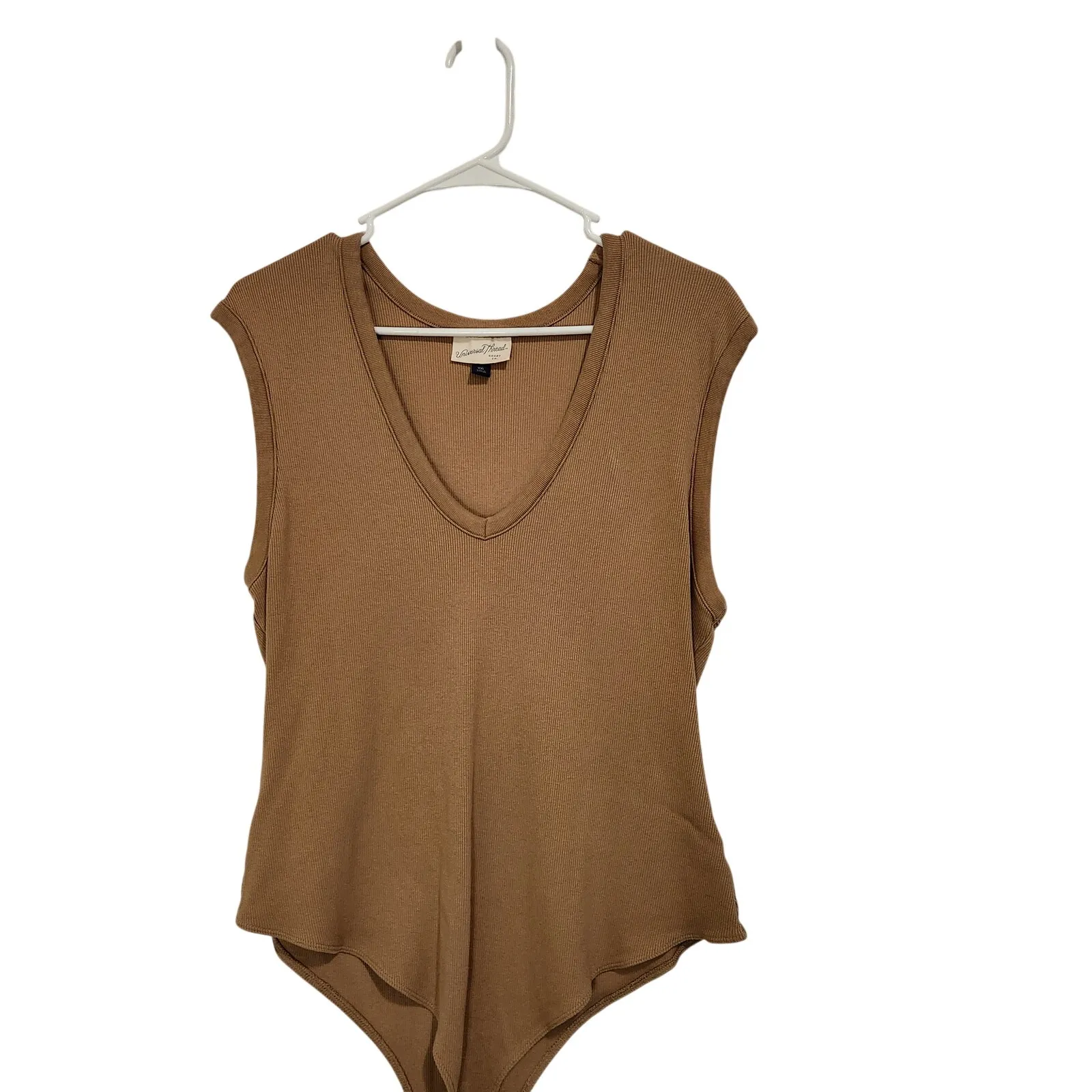 Universal Thread Tan Stretch Snap Closure V-Neck Classic Rib Bodysuit Size XXL - Image 3