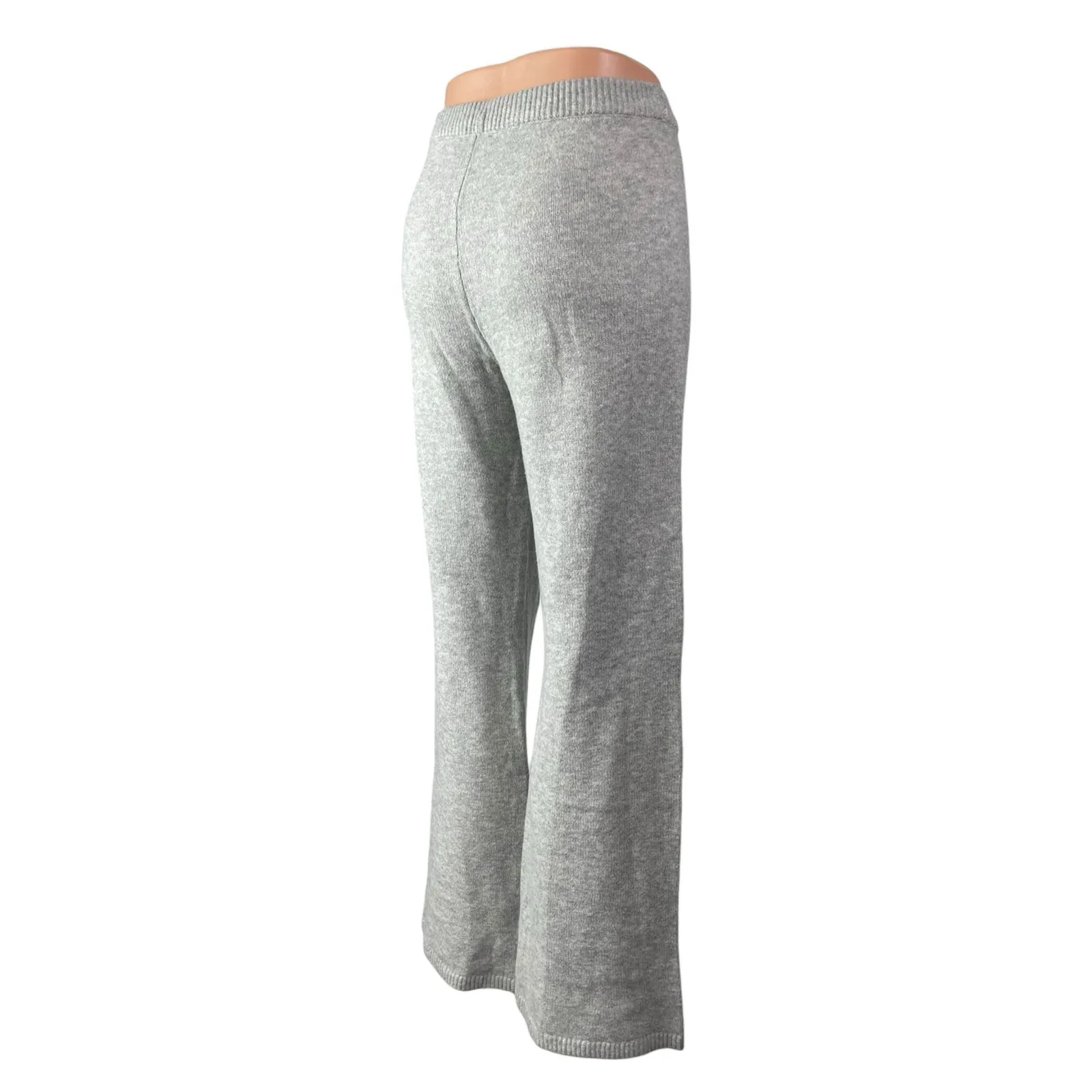 Gap Women's Gray High Waisted Wide Leg Flare Trousers Knit Lounge Pants Size M - Image 4