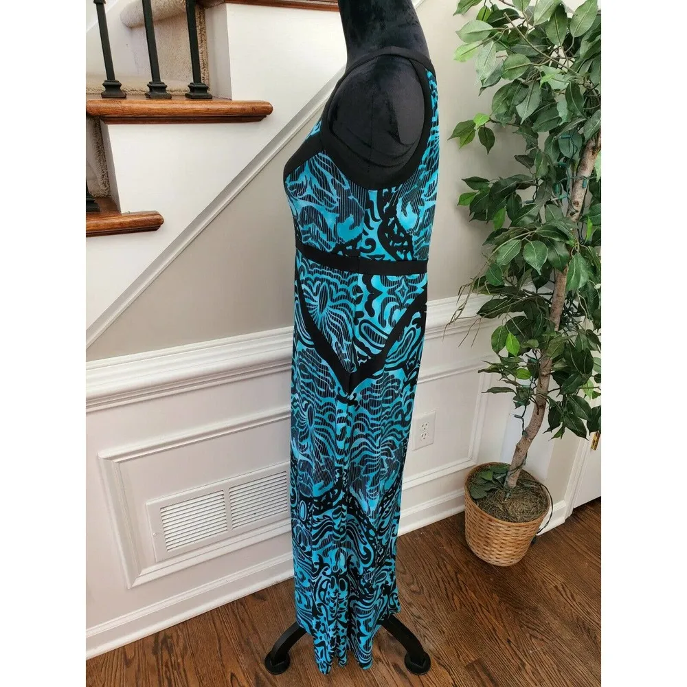 R&M Richard Women's Blue Polyester Round Neck Sleeveless Long Maxi Dress Size S - Image 6