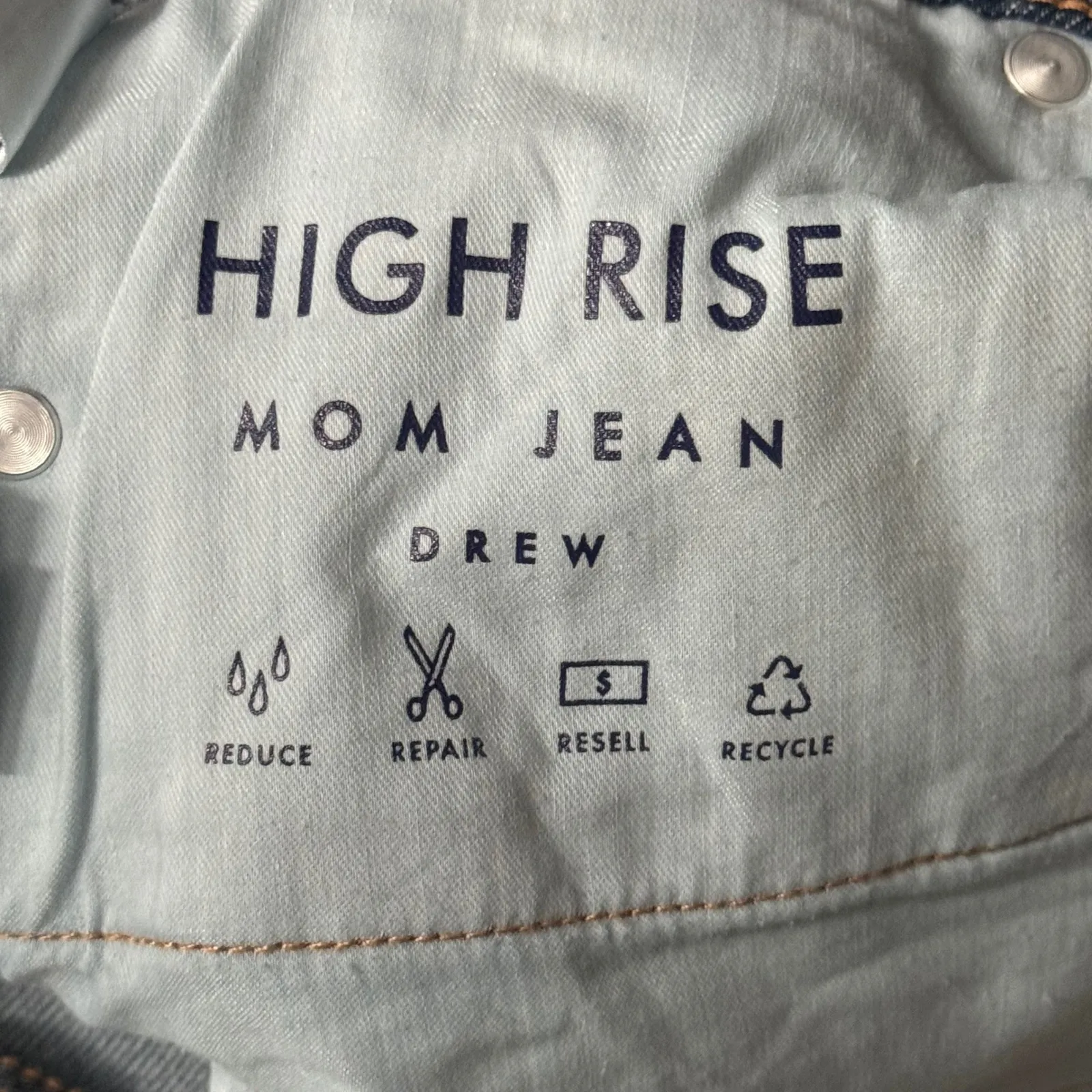 Lucky Brand High Rise Mom Jeans 4‎ 27" Blue Button Fly Straight Leg Denim Casual - Image 7