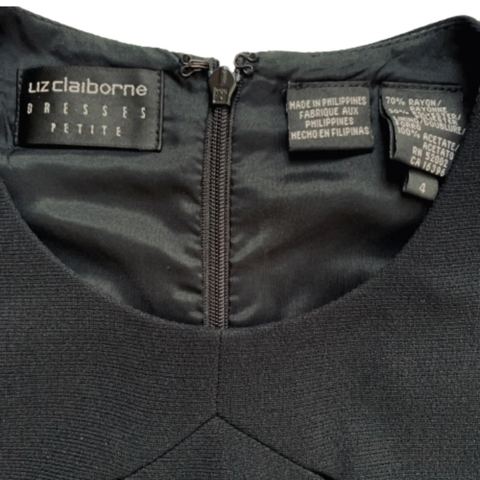 Liz Claiborne Dresses Petite Black Sleeveless Cutout Detail Sheath Dress 4P NEW - Image 2