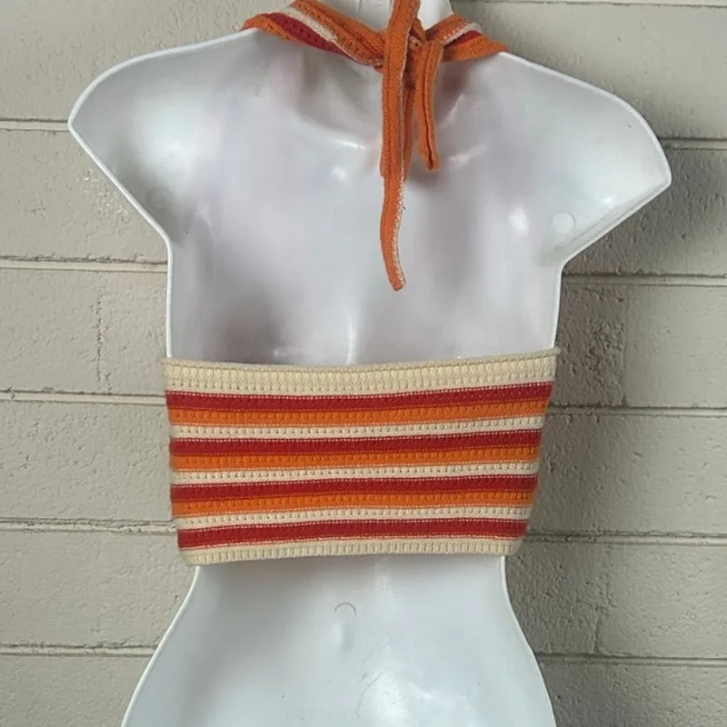 Breezaya Striped Pattern Halter Top size L Orange Size L - Image 10