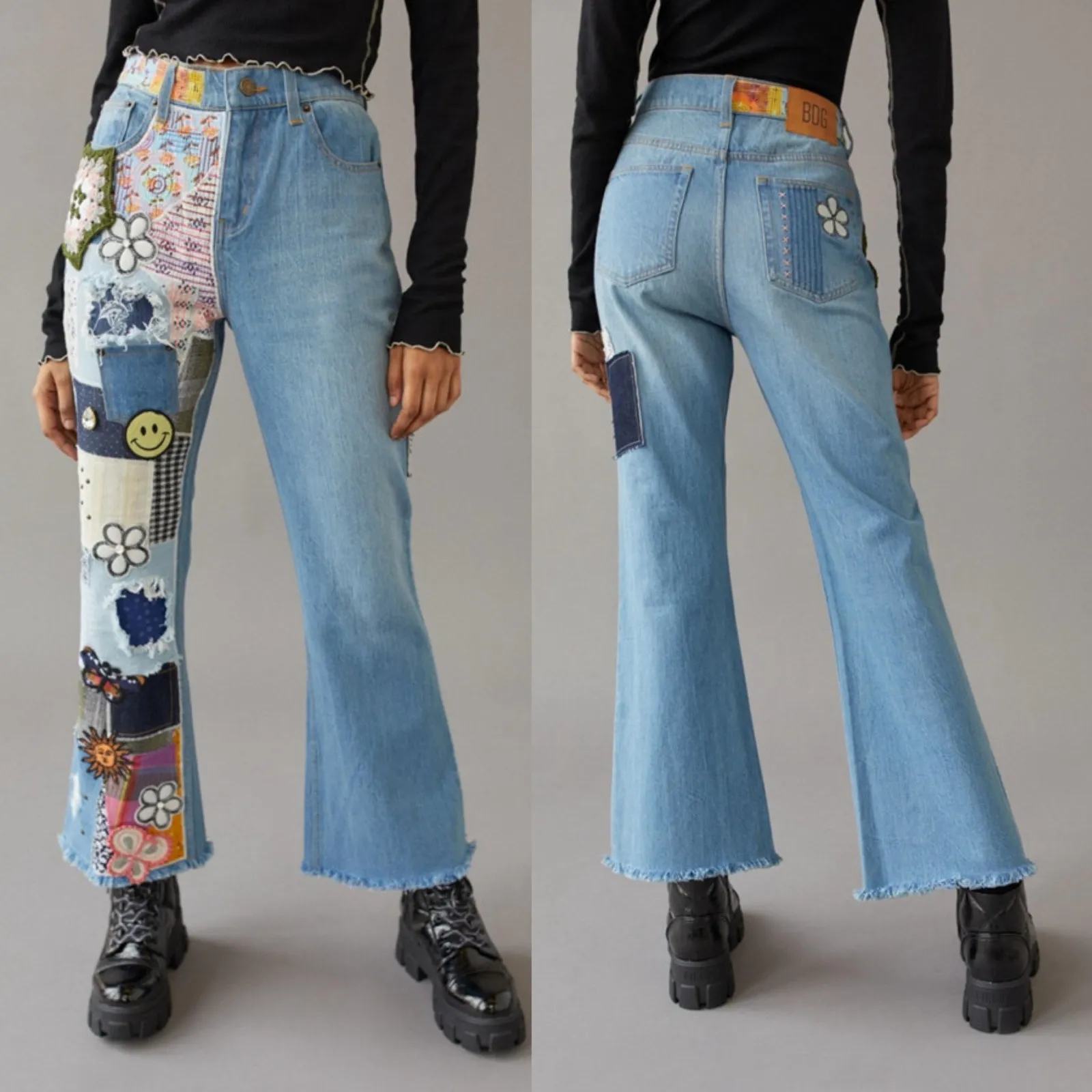 Urban Outfitters BDG patchwork high rise flare jeans NWT size 26 - Image 3