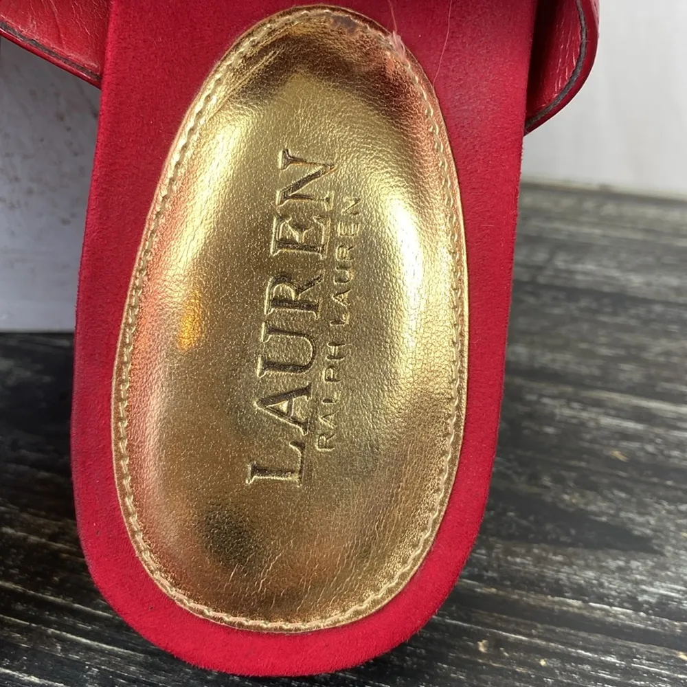 Ralph Lauren Red & Gold Thong Open Toe Sandal Shoes 7.5 - Image 6
