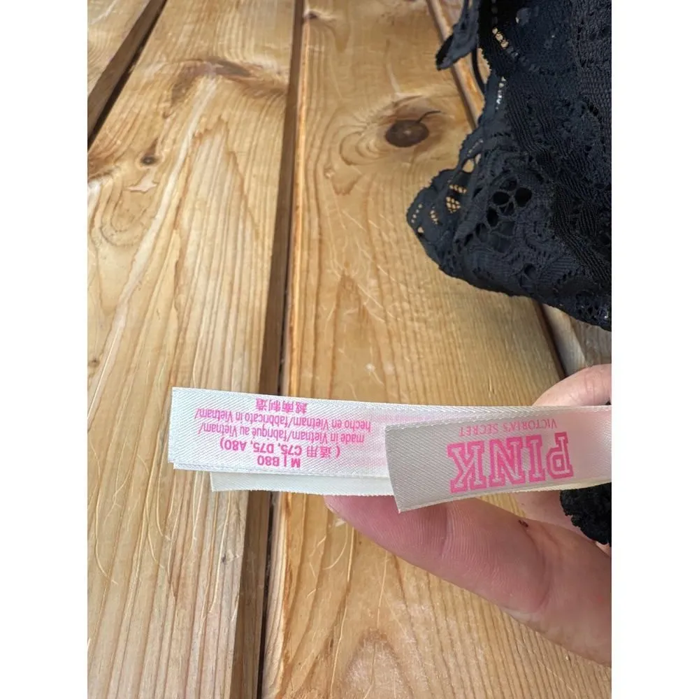 PINK by Victoria’s Secret Lace Bralette Black Size Medium RN54867 - Image 6