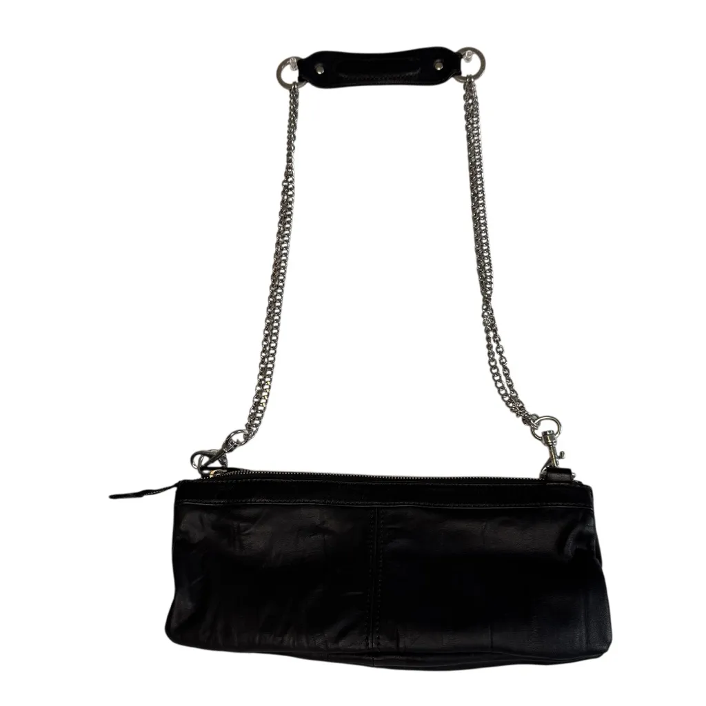 Marciano Black Genuine Leather Clutch Bag/Purse Double Chain Goth Biker Party - Image 2