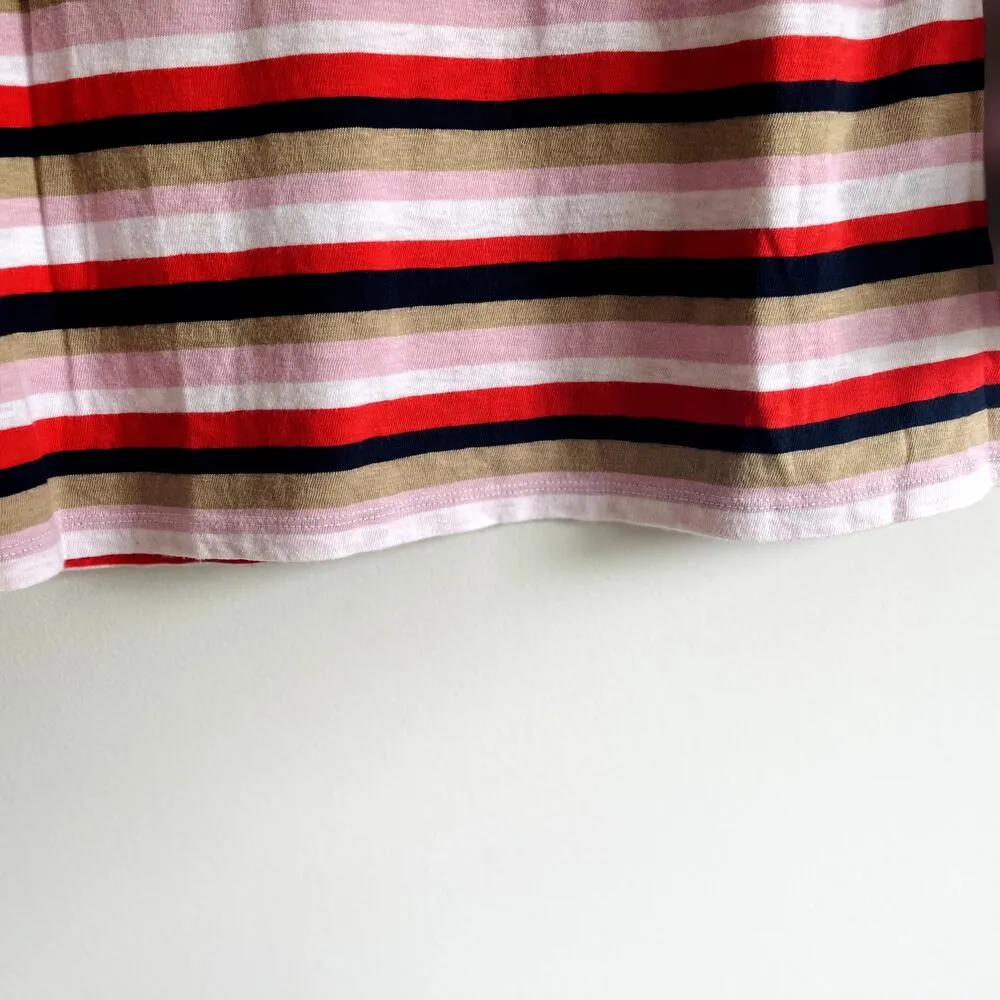 J Crew | Striped 3/4 Sleeve Boatneck 100% Cotton Tee | Sz Small | Elevated Basic Pink - Image 3