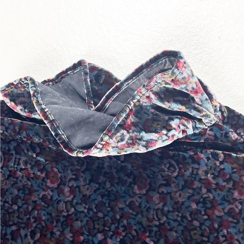 CURRENT ELLIOTT The Janie Floral Velvet Holiday Party Ruffle Sleeves Dress XS - Image 8