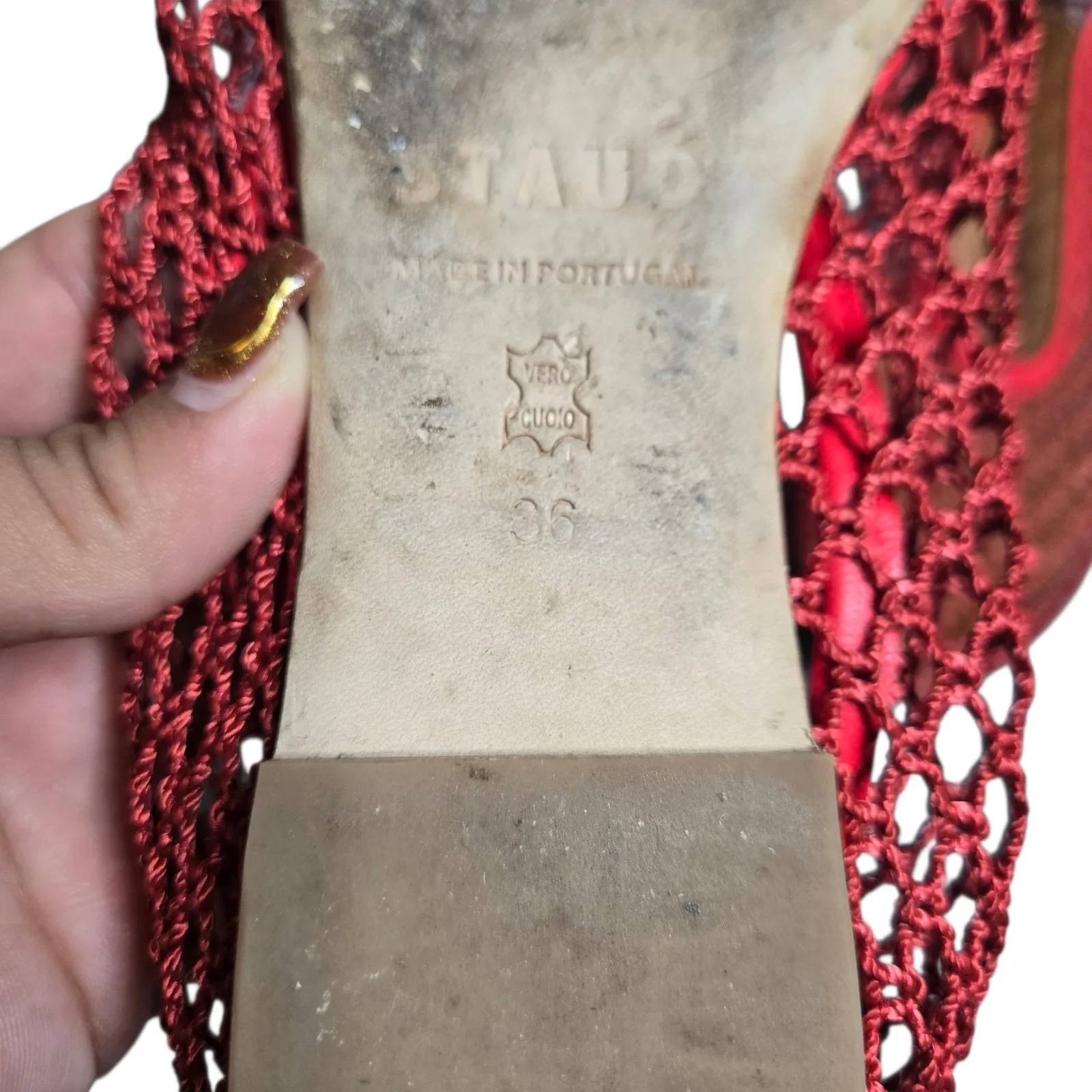 STAUD  Alba Ballet Flat Red Netting Size: 36 - Image 2