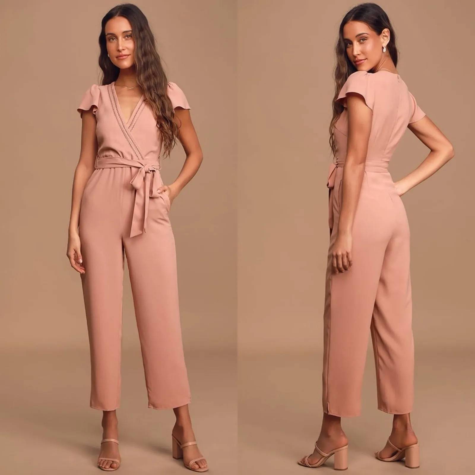 Lulu's One in a Million Chick Mauve Pink Short Sleeve Jumpsuit Womens Size XL - Image 2