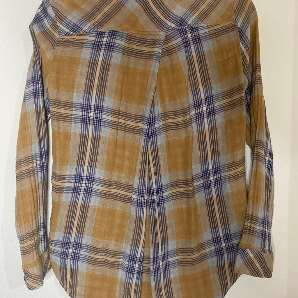 Anthropologie Cloth‎ and Stone yellow plaid flannel - Image 3