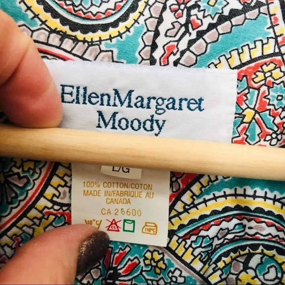 Vintage Ellen Margaret Moody tiny calico floral print blouse size L Size L - Image 5