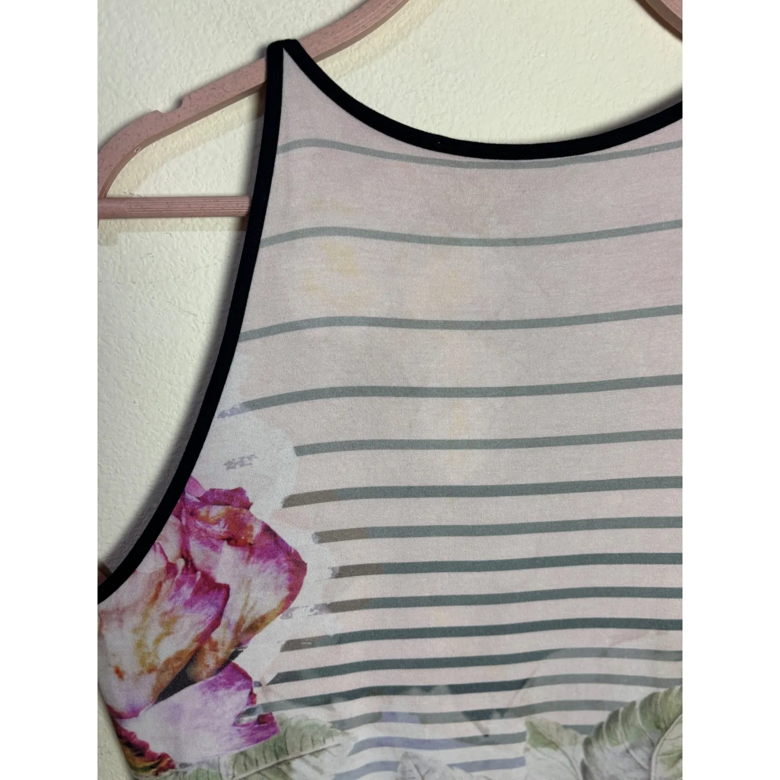 Ted Baker Laya Sleeveless Peony Striped Midi Dress Bodycon sz Large Floral Euro - Image 11