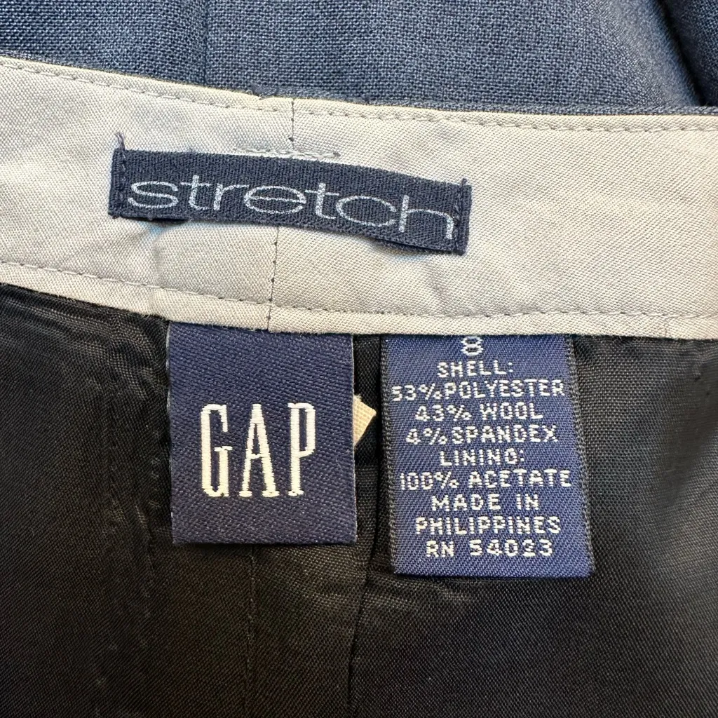 Vintage GAP Y2K 2000’s Stretch Indigo Celtic Blue Midi Pencil Skirt Wool Size 8 - Image 6