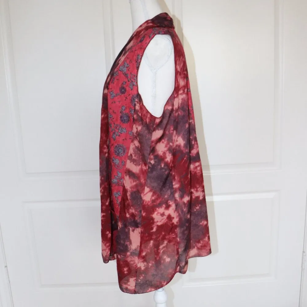 LOGO by Lori Goldstein Tie Dye Vest With Floral Print Panals Size Large - Image 3