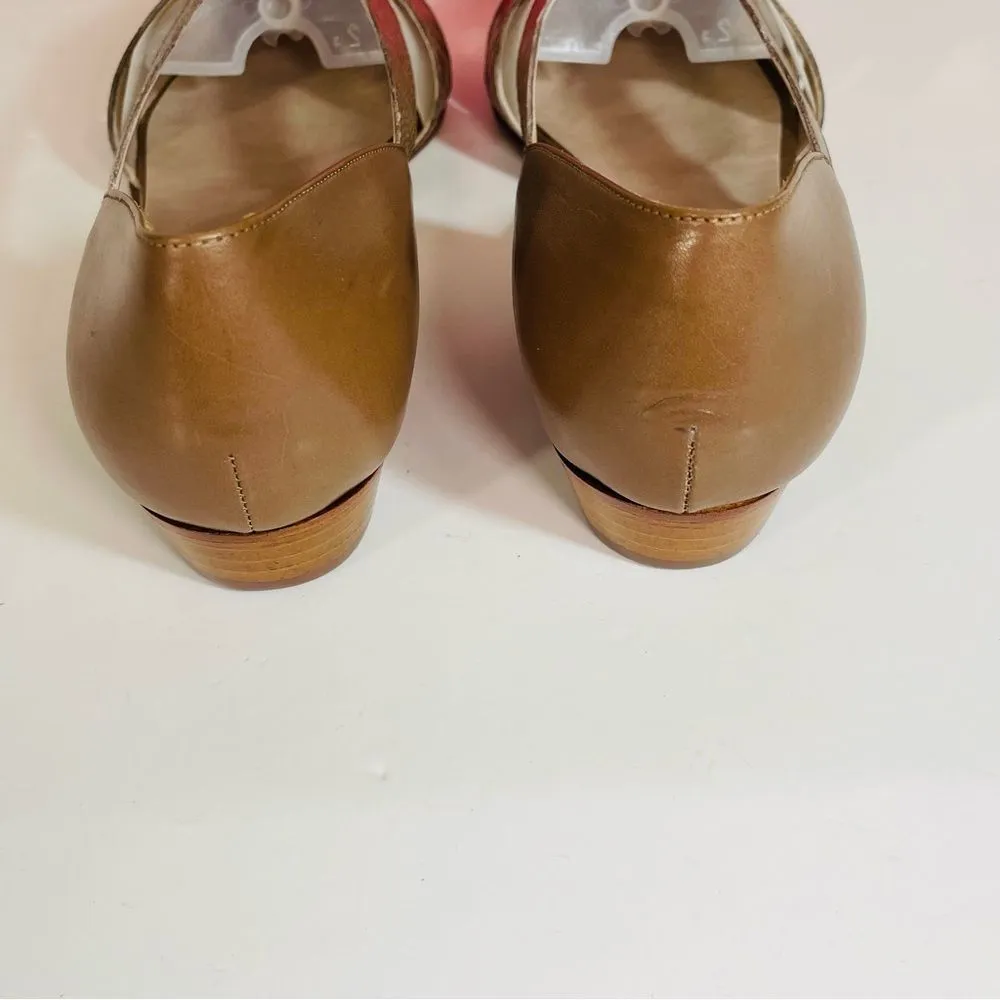 Vaneli Italian Vero Cuoio Leather Vintage Tan Flats/Small Heel Size 8 Brown - Image 6