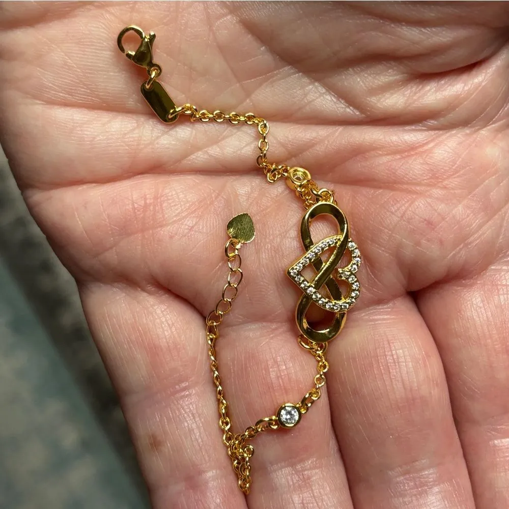 925 Sterling Silver Heart Charm Bracelet w/ Zirconia NWT - Image 2