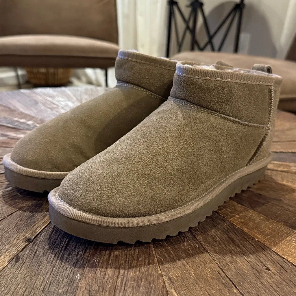 Project Hippy Mini Classic Cloud Mushroom Suede Ankle Plush Slip On Boots Brown Size 7.5 - Image 2