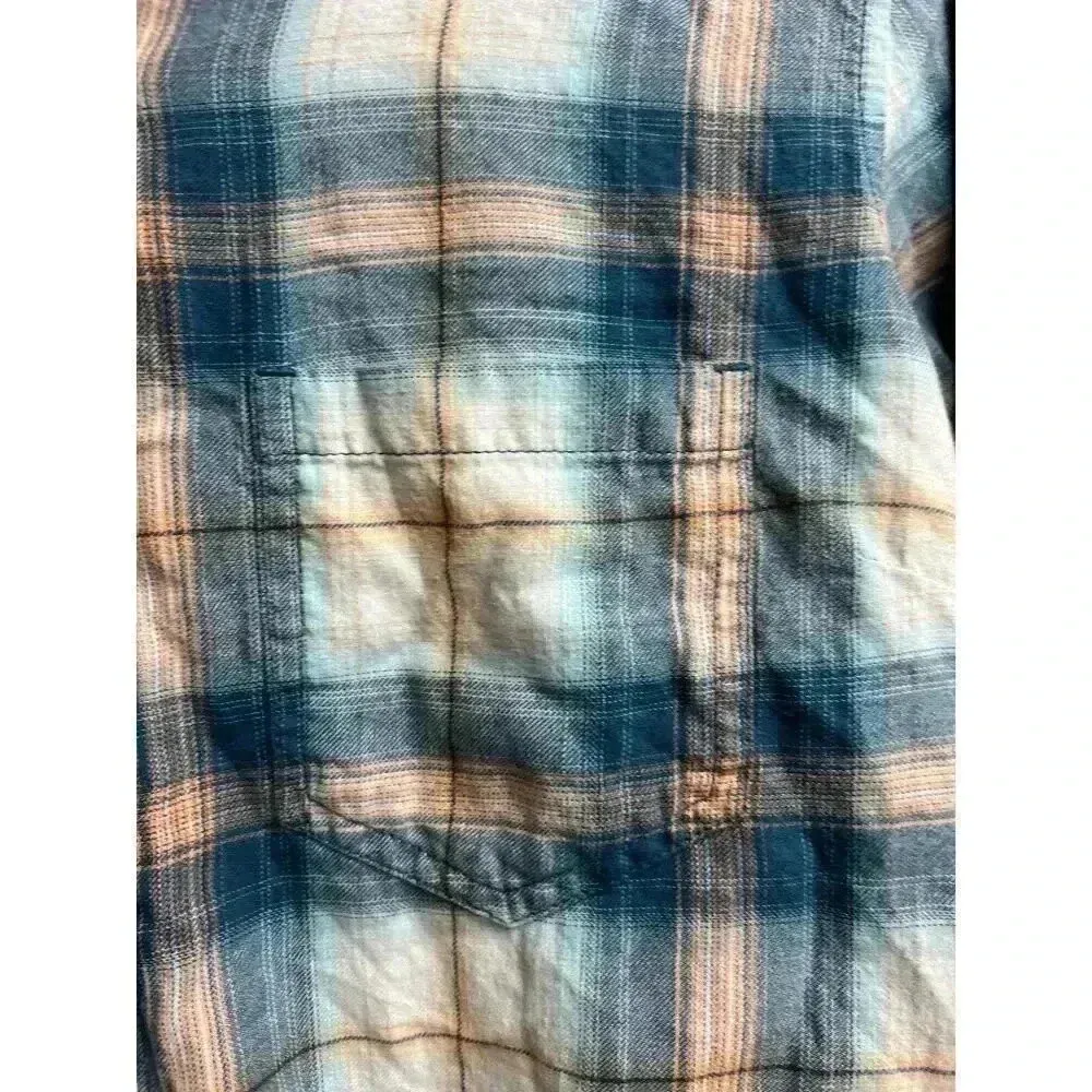 Ariat REAL Women's Small Plaid Long Sleeve Button Up Shirt Blue Pink Relaxed Fit - Image 5