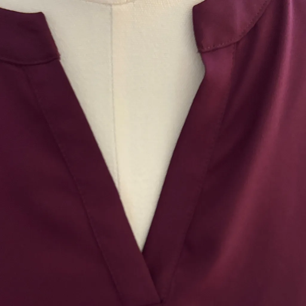 The Limited Merlot color 3/4 sleeve Women's assymetrical Blouse - Image 4