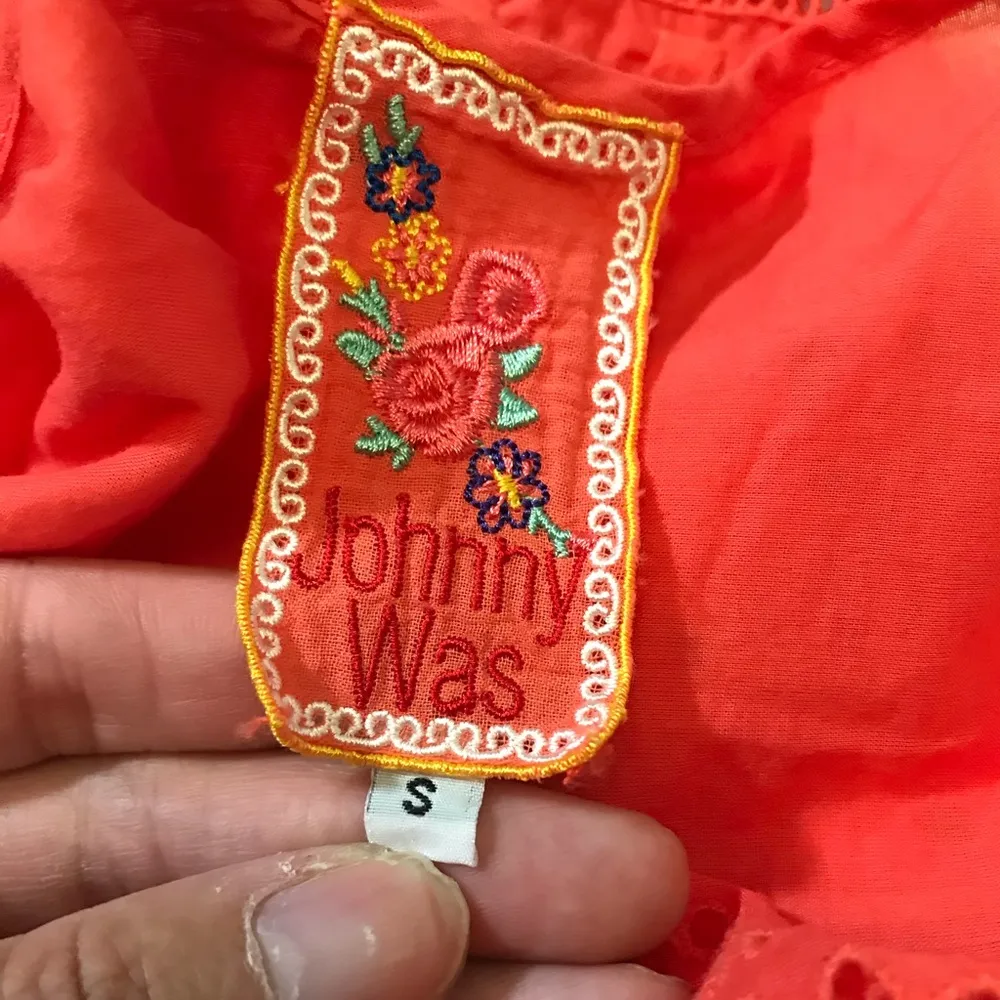 Johnny Was Embroidered Salmon Top szS - Image 5