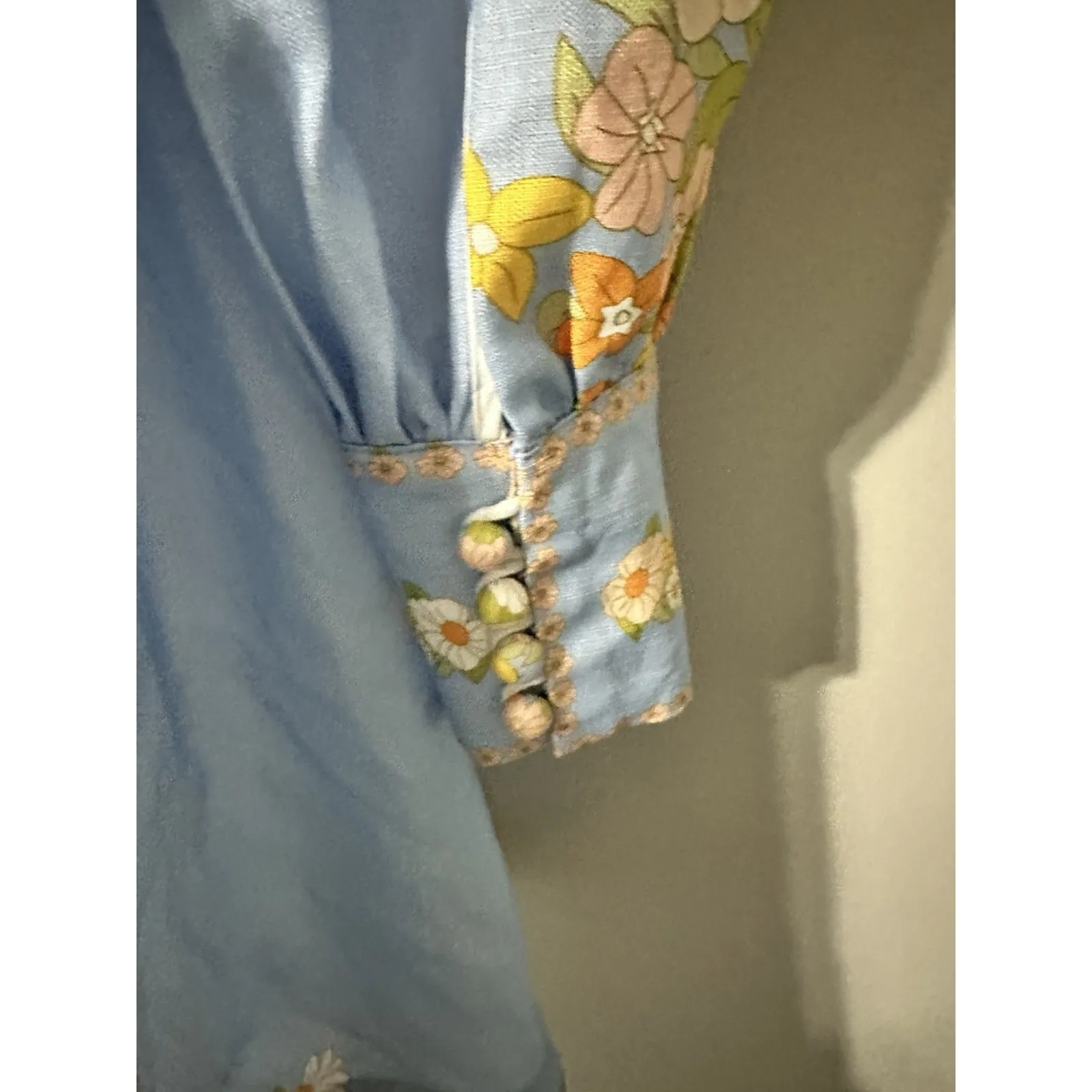 Beulah Tuckernuck Leila Floral Mini Button Down Dress Puff Sleeve Size S READ - Image 9