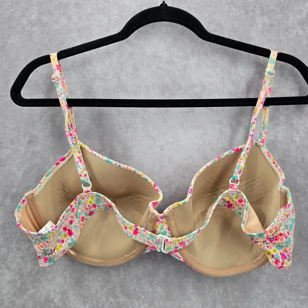 Old Navy Cream Floral Padded Underwire Adjustable Strap Bikini Swimwear Top 1XL - Image 2