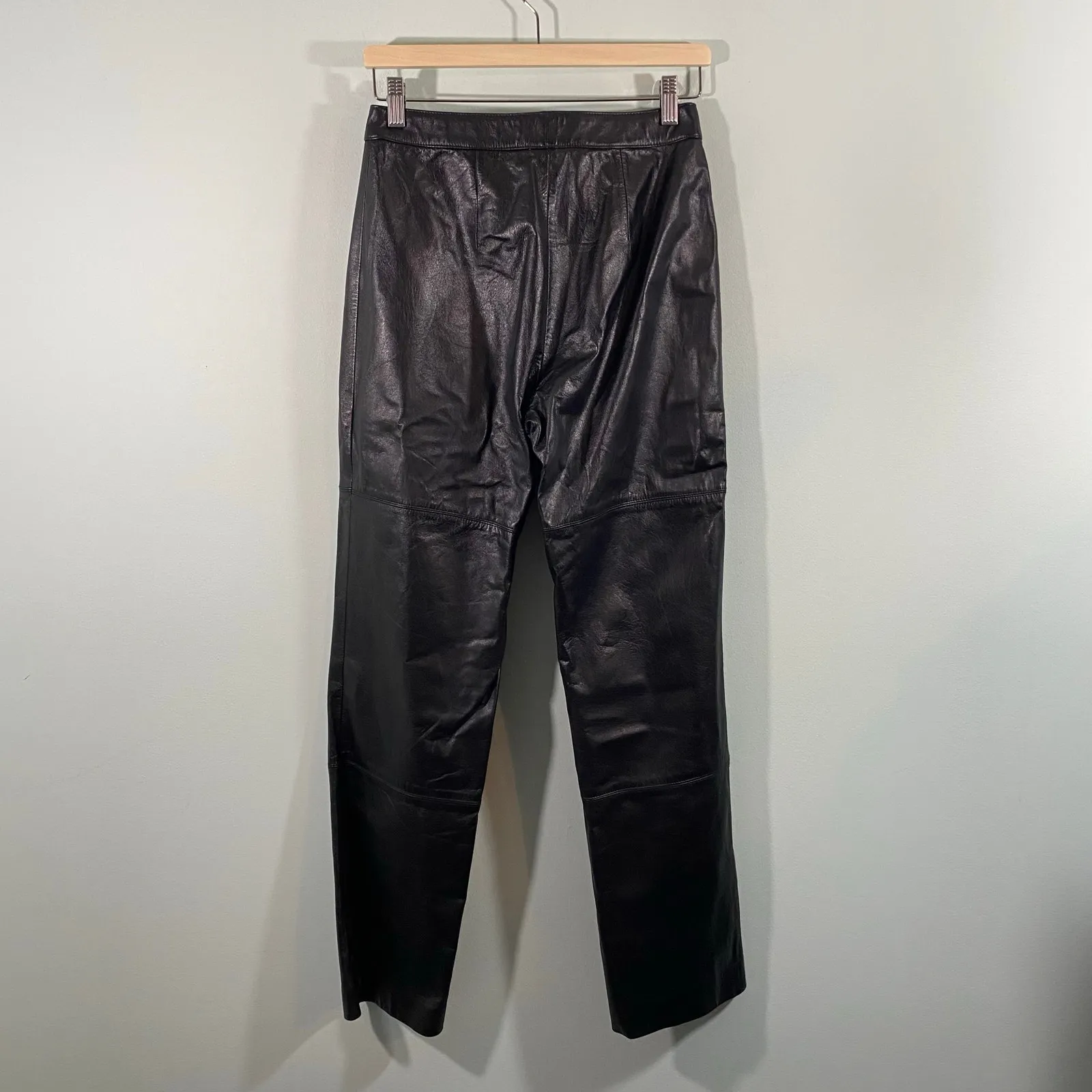 Vintage Tyler Bae Women Black 100% Genuine Leather Straight Leg Pants Size 4 - Image 6
