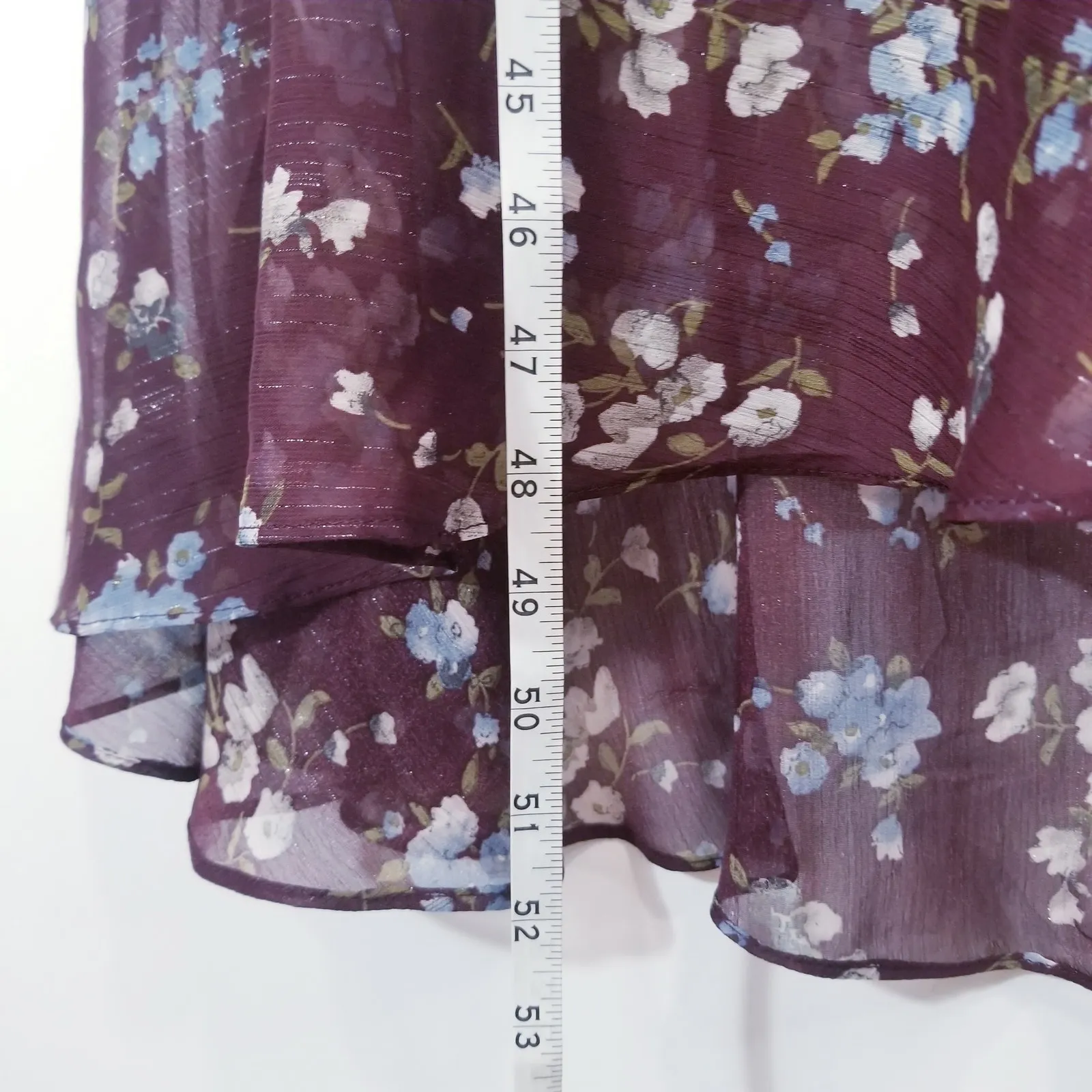 ASTR Floral V-Neck Maxi Dress Cinched Waist Ruched Long Sleeves Multicolor - Image 9