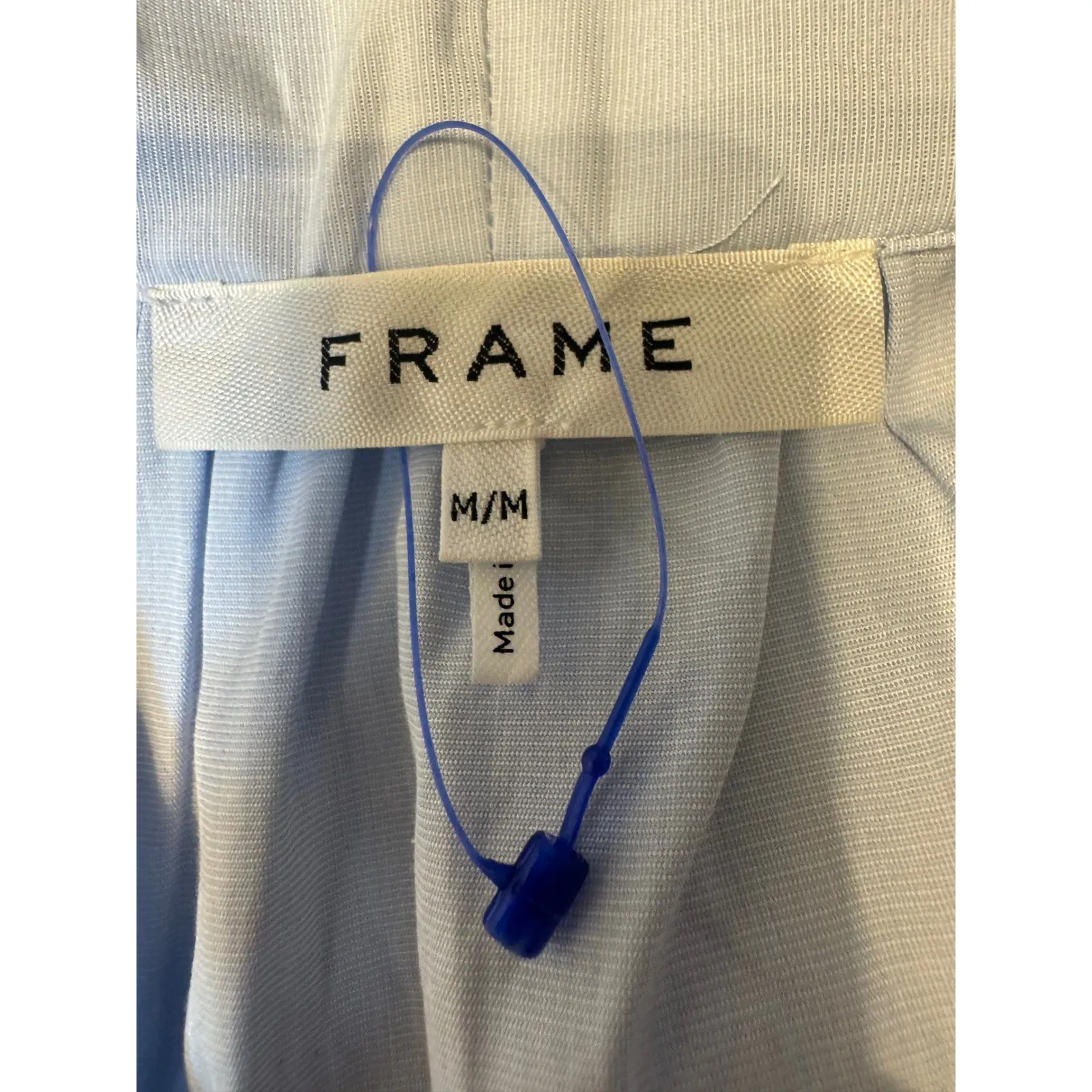 FRAME Women V Neck Cap Sleeve Tunic Top Blue M/M Cotton - Image 3