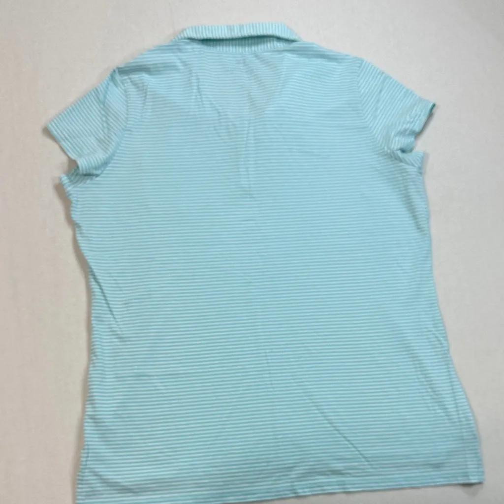 Light Blue Striped Button Down Shirt Green Size M - Image 2