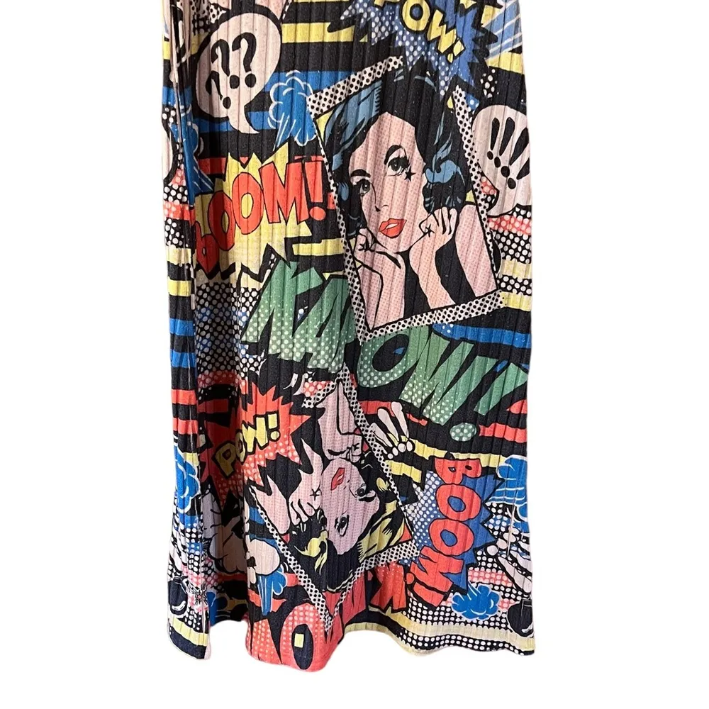 💋Casa Lee Skirt Multicolor‎ Graphic Print Pop Art Women’s Size Medium Y2K Tan - Image 5
