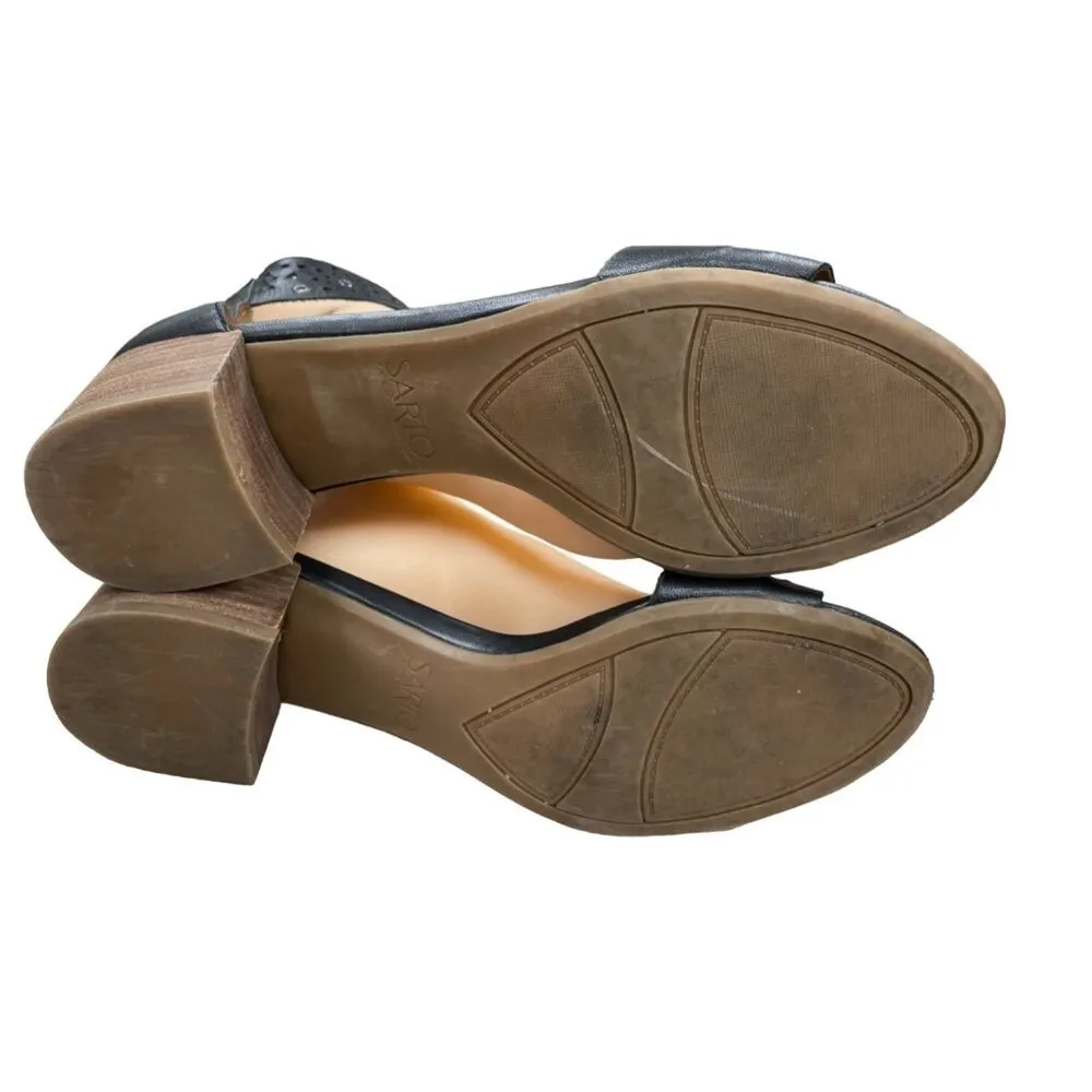 Franco Sarto Women’s Black Leather Sandals with Ankle Strap Size 10M SKU 1096 - Image 4