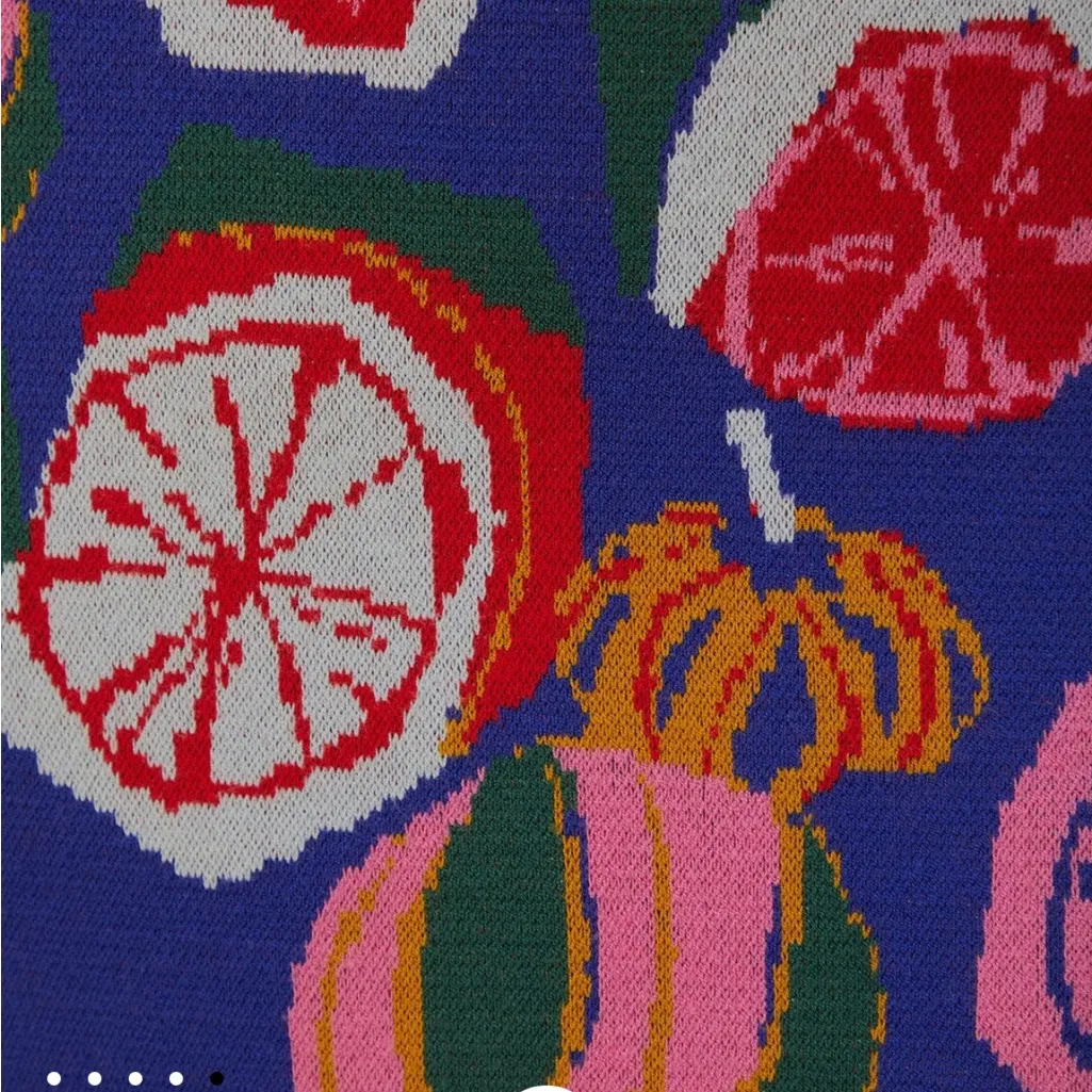 NWOT FARM Rio Square Neck Midi Colorful All Over Print Fruit Salad Dress Size M - Image 7