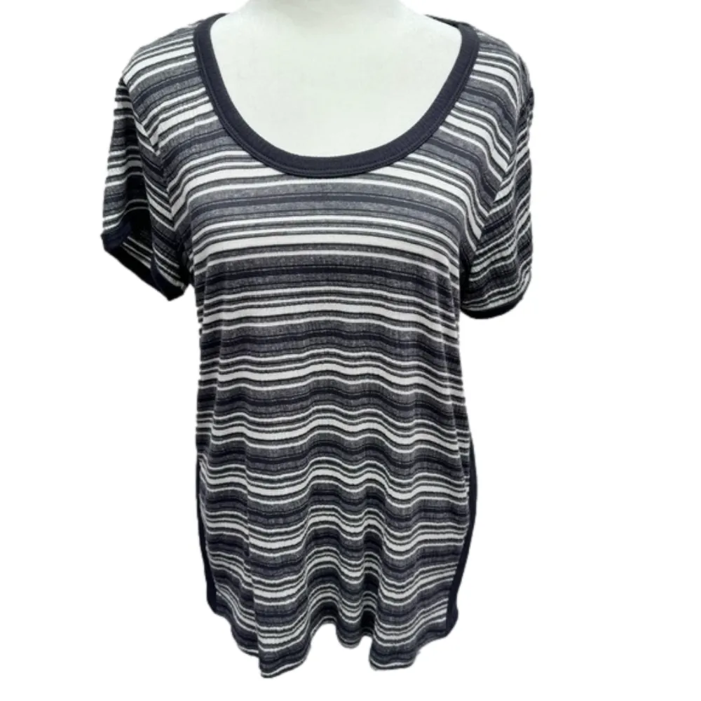 Jones New York Signature Gray Striped Ringer Tee Size Large Wardrobe Basic - Image 4