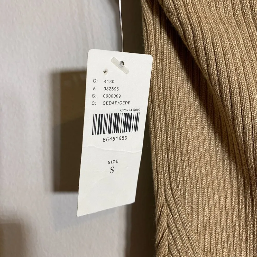 NWT Anthropologie Mock Neck Midi Dress Women's Small Cedar Tan Sleeveless Knit - Image 15