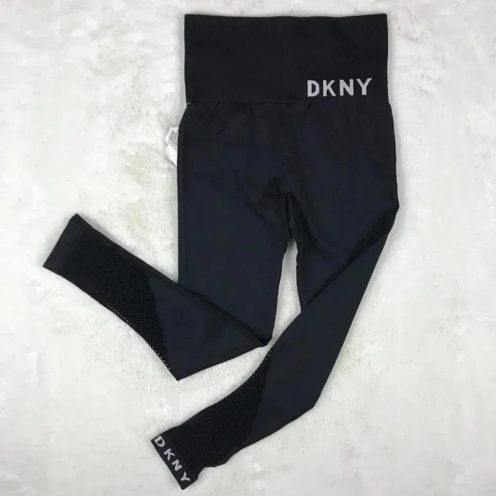 DKNY SPORT High-Waist Perforated Seamless Leggings Black NWT XS - Image 3