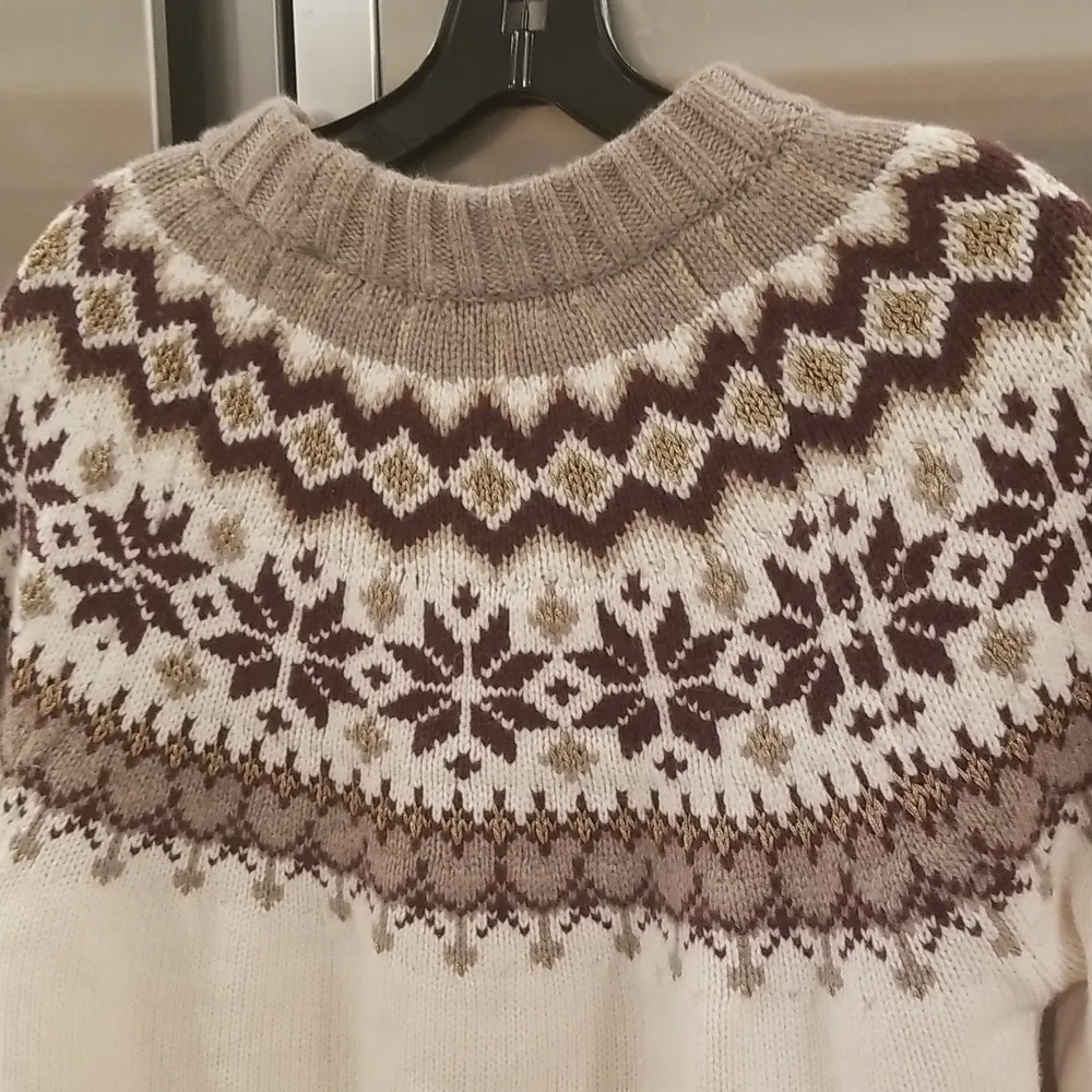 💕BODEN💕 Fair Isle Metallic Yarn Sweater ~ Warm Ivory Fair Isle Print US 8 NWOT - Image 13