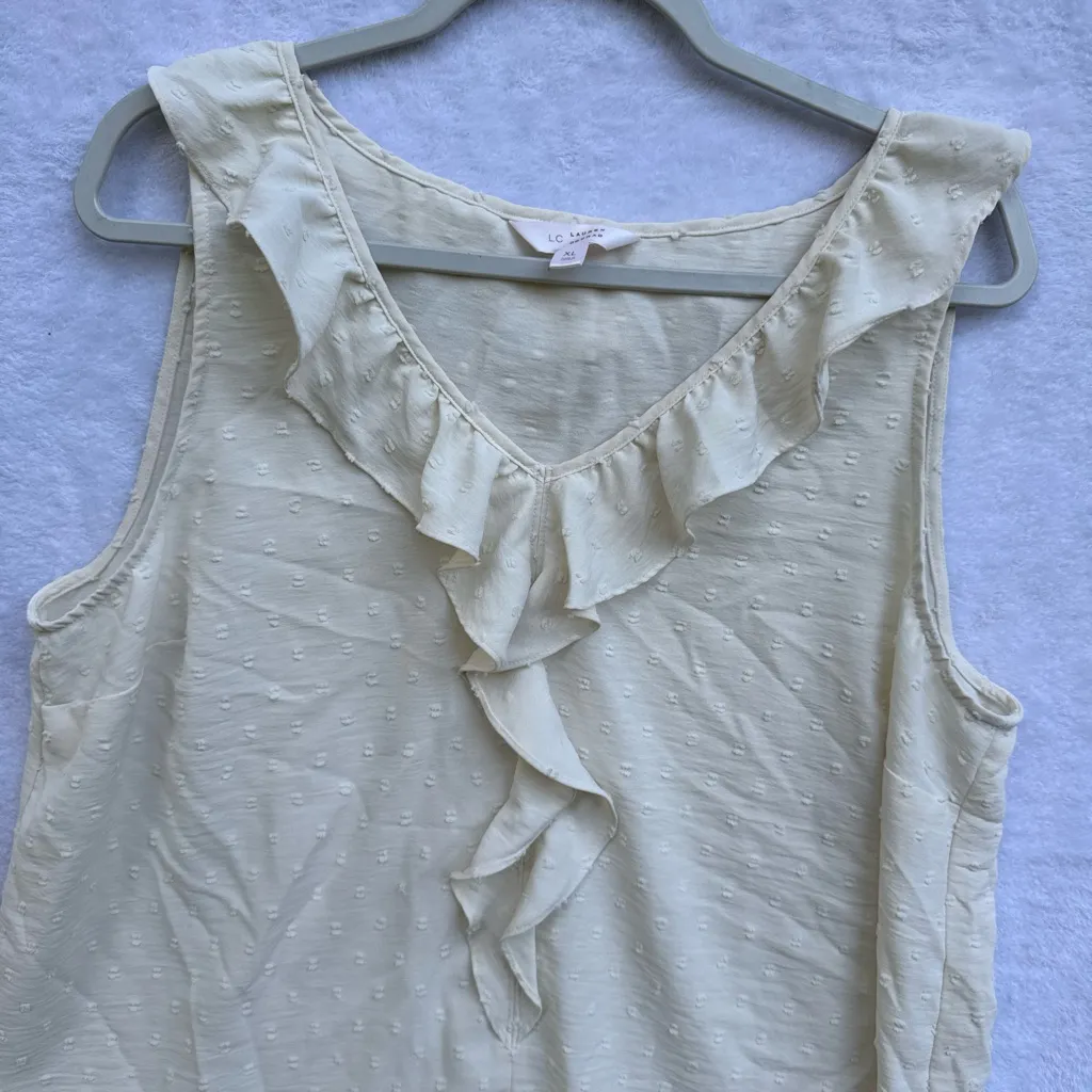 LC Lauren Conrad Cream Ruffle Blouse - Image 4