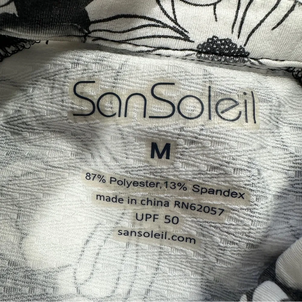 SanSoleil 1/4 Zip Longsleeve Vented UPF 50+ Outdoor Golf in Floral Black White M Size M - Image 9