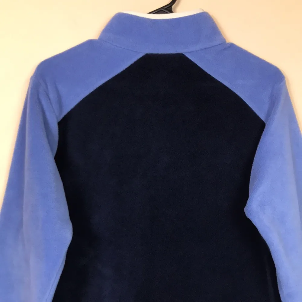 Columbia Women’s Fleece Color Block Blue White Snap Button Pullover Sweatshirt - Image 7