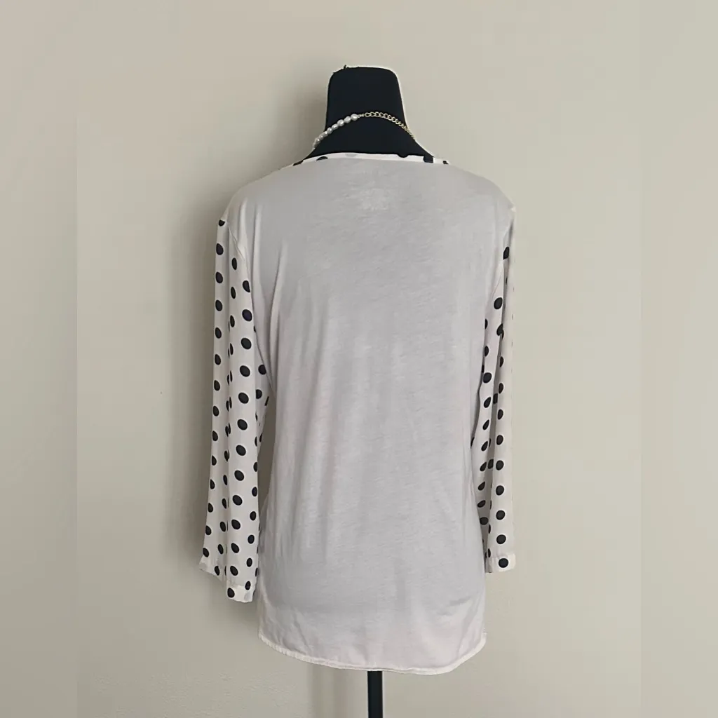 Van Heusen  Black and White Polka Dot Blouse - Image 2