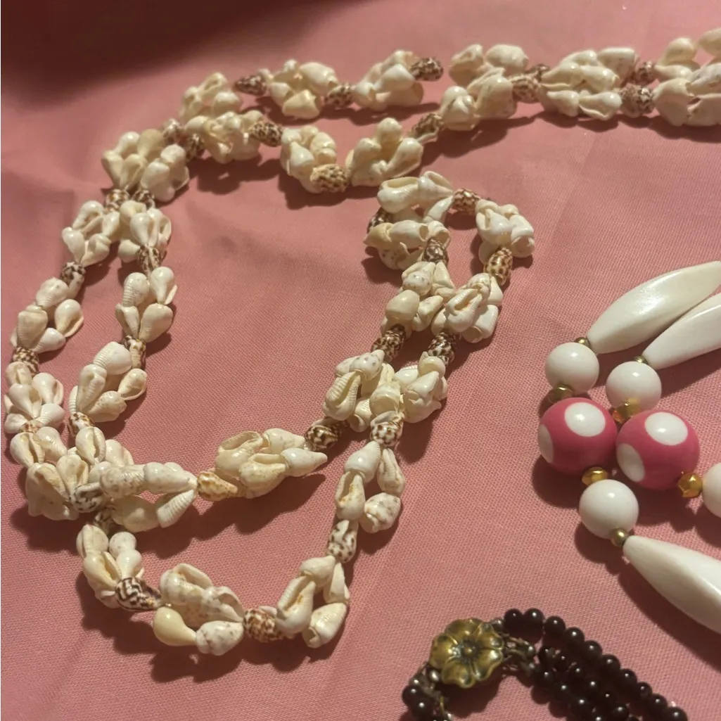 Eclectic Set of 4 Vintage Necklaces Bright Colors Mid - Image 5