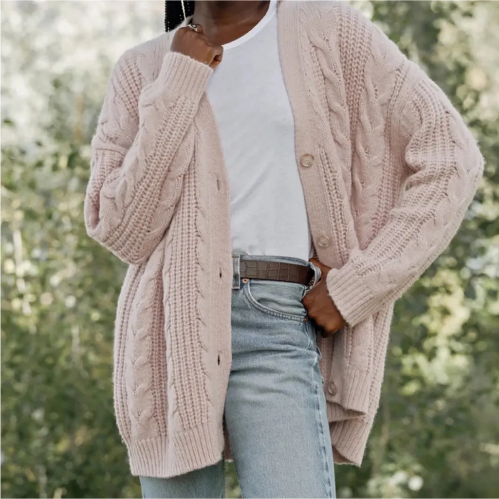 New With Tags Jenni Kayne Blush Cable Cocoon Cardigan - Image 3
