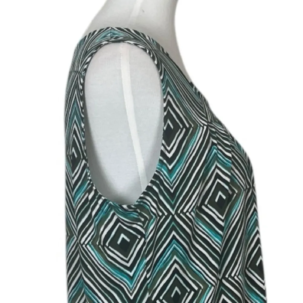 Jones Studio Top Scoop Neck Sleeveless Black Teal Multi Women’s Size Medium - Image 7
